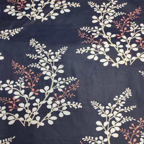 Tissu en coton au mètre, 125 g/m², largeur 160 cm, imprimé à fleurs sur fond graphite