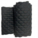 Simili cuir matelassé GEO, 540 g/m², largeur 145 cm, noir avec fil turquoise