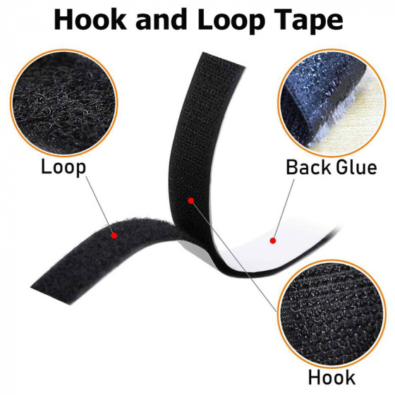 Pásek na suchý zip s lepidlem černý 25  mm