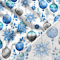 Tissus en coton de Noël au mètre, 160 cm motif Boules de Noël blanc