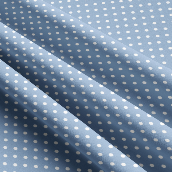 Tissu coton au métre couleur bleu pois blanche 4 mm