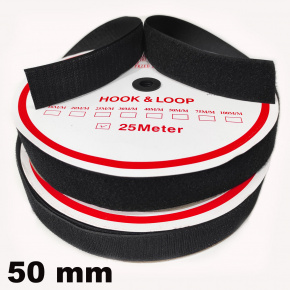 Auto-agrippant à coudre piece crochet et boucle noir 50 mm 25m
