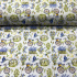 Tissu en coton au mètre, 125 g/m², largeur 160 cm, imprimé à fleurs et vélo sur fond blanc