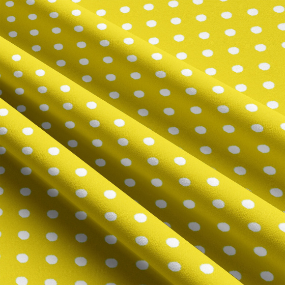 Tissu coton au métre couleur jaune pois blanche 10 mm