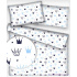 Tissu coton au mètre, 125 g/m², largeur 160 cm, imprimé Couronnes bleu et blanche