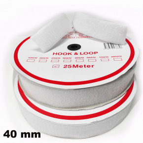 Auto-agrippant à coudre piece crochet et boucle blanche 38 mm x 25 bm