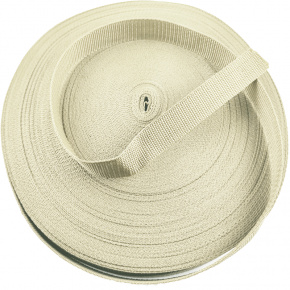 Ruban polypropylène renforcé pour sacs 25 mm couleur ecru (50 m)