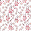 Tissu coton au métre imprimé Lapin couleur blanche