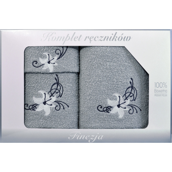 Serviette de toilette à broder en coton, éponge (3 pièces) Grise