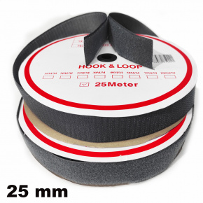 Auto-agrippant à coudre piece crochet et boucle graphite 25 mm 25m