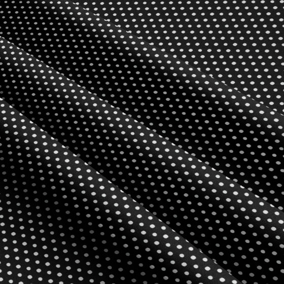 Tissu coton au métre couleur noir pois blanche 3 mm