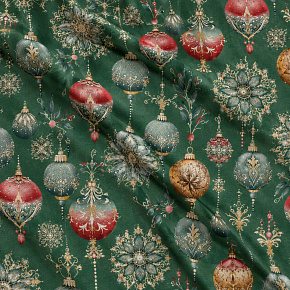 Tissus en coton de Noël au mètre, 160 cm motif Boules de Noël vert Tissus en coton de Noël au mètre, 160 cm motif Boules de Noël vert
