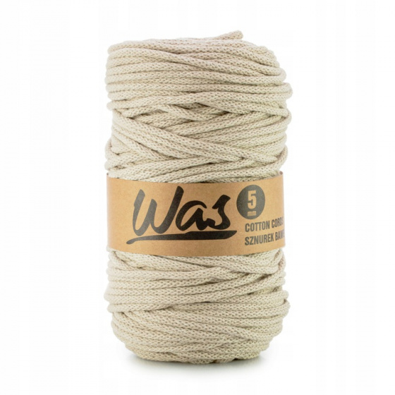 Cordons tressé coton 5 mm, 100 m, couleur biege clair 320