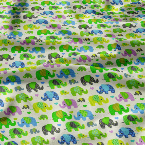 Tissu coton au métre imprimé Eléphants couleur vert Tissu coton au métre imprimé Eléphants couleur vert