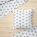 Tissu coton au mètre, 125 g/m², largeur 160 cm, imprimé Pentagones gris et blanche