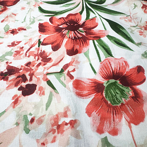 Tissu en coton au mètre, 125 g/m², largeur 160 cm, imprimé à fleurs sur fond blanc Tissu en coton au mètre, 125 g/m², largeur 160 cm, imprimé à fleurs sur fond blanc