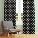 Tissu coton au métre couleur noir plumes blanche 462