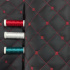 Simili cuir matelassé MIX, 540 g/m², largeur 145 cm, noir avec fil rouge