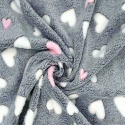 Tissu imitation fourrure d'agneau, 320 g/m², largeur 160 cm, gris au coeurs gris