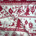 Christmas cotton fabric, by the meter, width 160 cm, Scandinavian Red on White motif