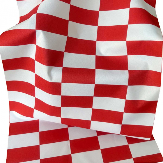 Venkovní látka na zahradní lehátka a houpací sítě, Bílo-Červená Šachovnice, 5x10 cm