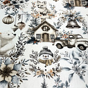 Tissus en coton de Noël au mètre, 160 cm motif Noël blanche
