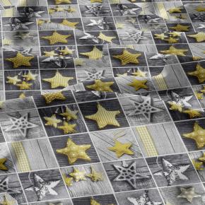 Tissus en coton de Noël au mètre, 160 cm motif Noël 48 jaune