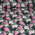 Tissu en coton au mètre, 125 g/m², largeur 160 cm, imprimé à lilas rose sur fond noir