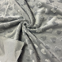 Tissu minky coeurs, 330 gr/m2, largeur 160 cm, gris clair