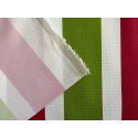 Tissu imperméable PREMIUM à rayures roses et blanches, polyester PU, 190 g/m², largeur 160 cm