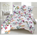 Tissu en coton au mètre, 125 g/m², largeur 160 cm, imprimé à fleurs champ sur fond blanc