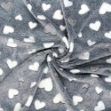 Tissu imitation fourrure d'agneau, 320 g/m², largeur 160 cm, gris coeurs bleu