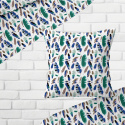 Tissu coton au métre couleur blanche plumes menthol  481