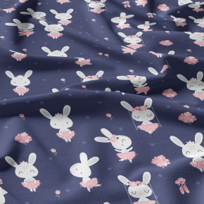 Tissu coton au métre imprimé Lapin couleur grenat