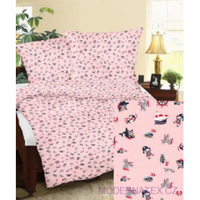 Tissu coton au métre imprimé Baleines et bateaux sur rose