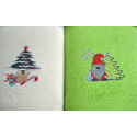 Serviette de toilette à broder en coton, éponge (2 pièces) Verte et Ecru