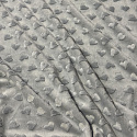 Tissu minky coeurs, 330 gr/m2, largeur 160 cm, gris clair