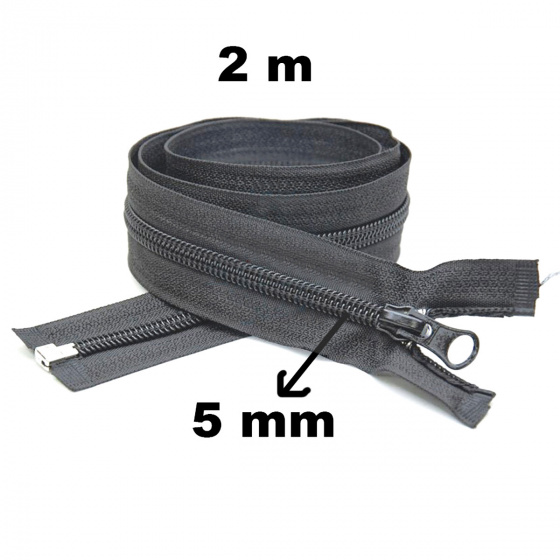 Fermeture à glissière en spirale Graphite  5 mm longueur 200 cm