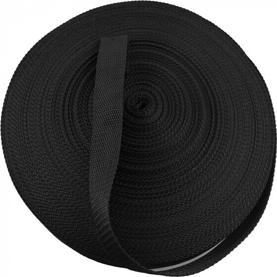 Ruban polypropylène renforcé pour sacs 25 mm couleur noir (50 m)