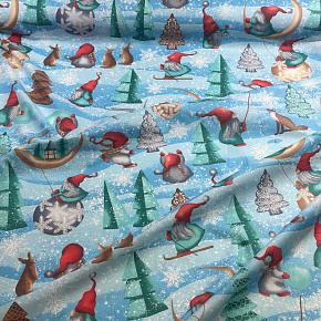 Tissus en coton de Noël au mètre, 160 cm motif Noël bleu Tissus en coton de Noël au mètre, 160 cm motif Noël bleu