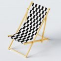 Tissu d'extérieur, déperlant pour transats et hamacs de jardin, Blanc-Noir Damier 5x10 cm