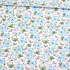 Tissu en coton au mètre, 125 g/m², largeur 160 cm, imprimé à fleurs petites bleu sur fond blanc