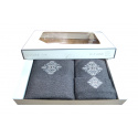 Serviette de toilette à broder en coton, éponge (3 pièces) Graphite