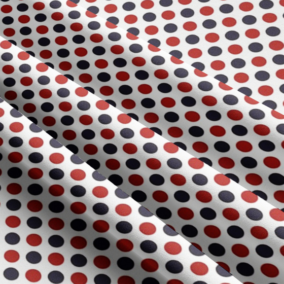 Tissu coton au métre couleur blanche pois grenat et rouge 22 mm