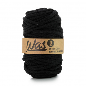 Cordons tressé coton 9 mm, 50 m, couleur noir 370