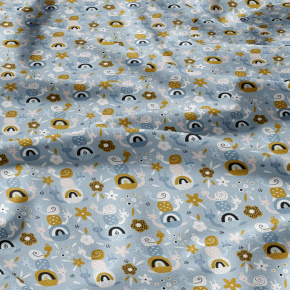 Tissu coton au métre imprimé Escargots couleur bleu