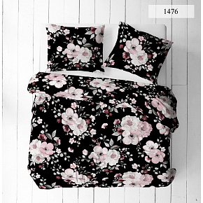 Tissu en coton au mètre, 125 g/m², largeur 160 cm, imprimé à fleurs sur fond noir Tissu en coton au mètre, 125 g/m², largeur 160 cm, imprimé à fleurs sur fond noir