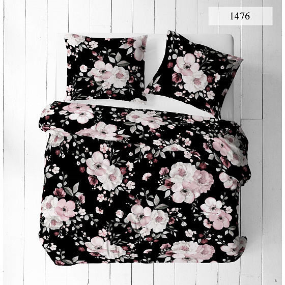 Tissu en coton au mètre, 125 g/m², largeur 160 cm, imprimé à fleurs sur fond noir