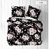 Tissu en coton au mètre, 125 g/m², largeur 160 cm, imprimé à fleurs sur fond noir