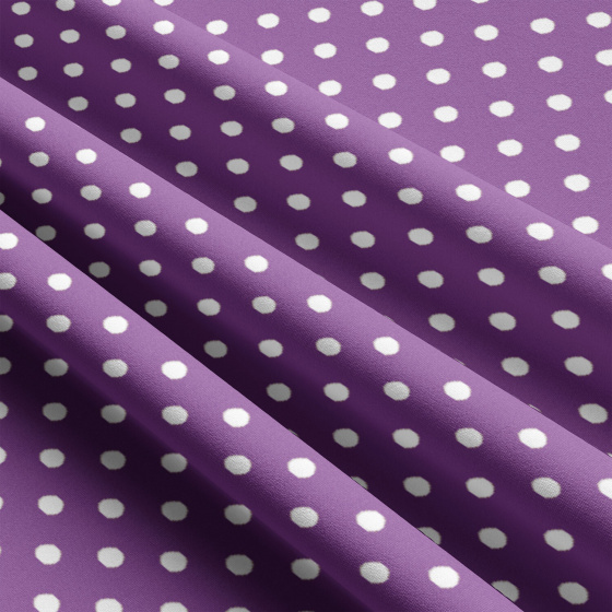 Tissu coton au métre couleur violet pois blanche 10 mm